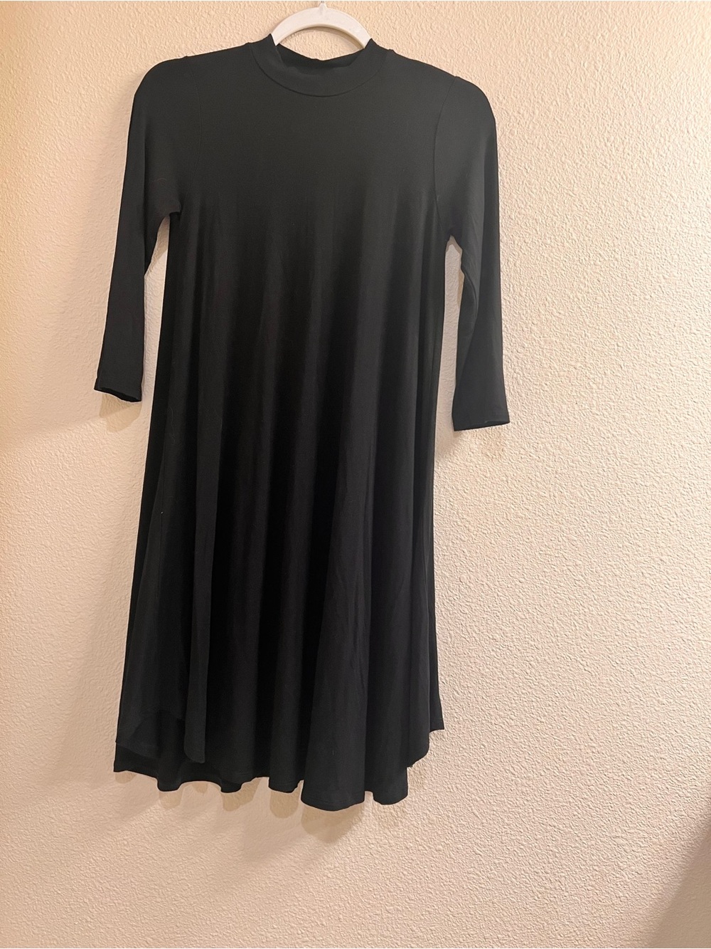 Black Long Sleeve A-Line Midi Dress